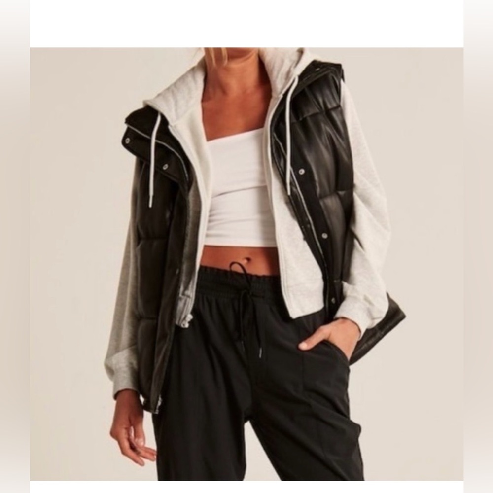 Abercrombie Vegan Leather Puffer Vest